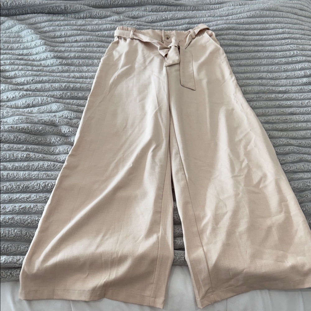 Elegant Cream Wide-Leg Pants